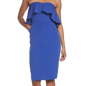 NWT Chelsea28 Ruffle Strapless Crepe Sheath Dress